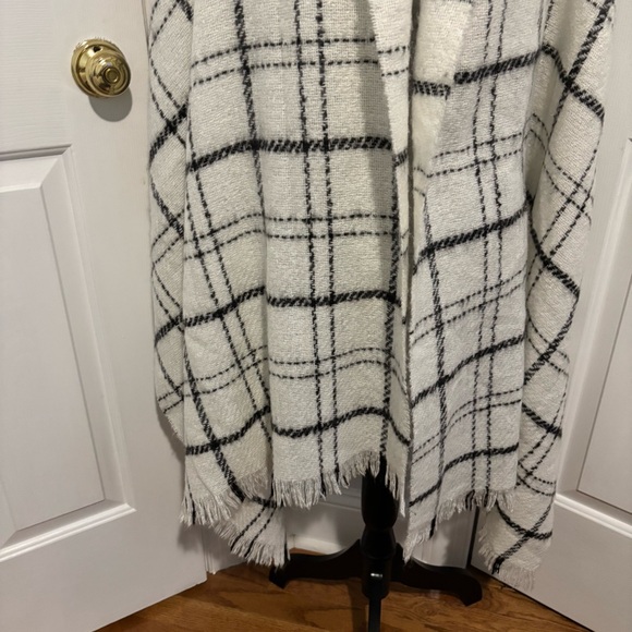Windowpane Winter White, Black Extra Long/Wide Scarf/Wrap - Picture 6 of 10